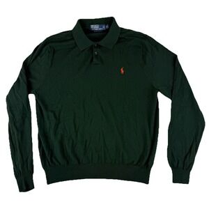 Vintage 90's Polo Ralph Lauren 100% Merino Wool Long Sleeve Mens XL Forest Green